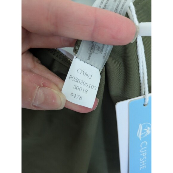 Womens Cupshe Vintage Green Babydoll Boho Lace Plunge One Piece Swimsuit SZ M - Picture 8 of 13